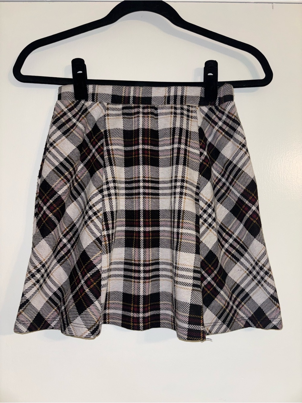 Altar'd State Black, White & Brown Plaid Mini Skirt